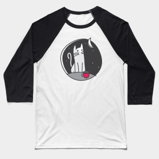 Sleeplessness (Cat, moon & coffee) Baseball T-Shirt